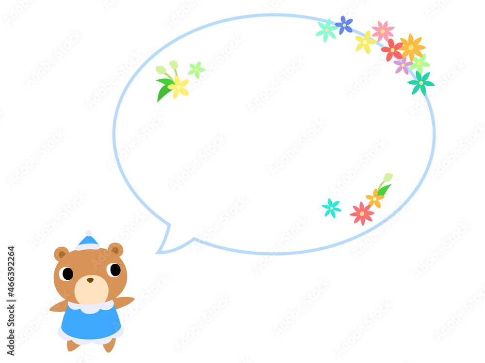 クマのアイコン 花の吹き出し付 クマのアイコン 花の吹き出し付