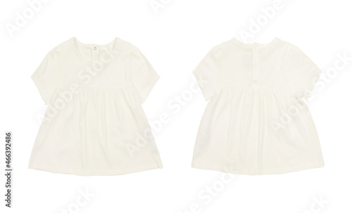 White dress for baby girl. Front and back view