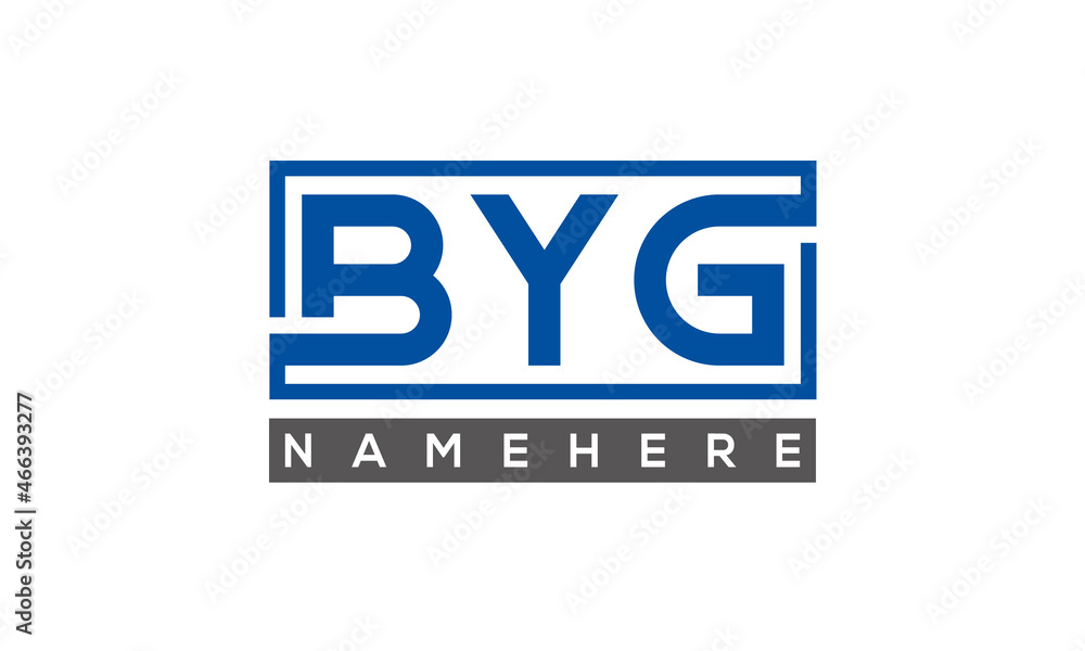 BYG Letters Logo With Rectangle Logo Vector BYG Letters Logo With Rectangle Logo Vector