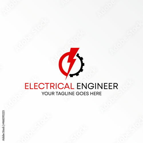 Power or Electric with Gear image graphic icon logo design abstract concept vector stock. Can be used as a symbol related to Electrical or machine.
