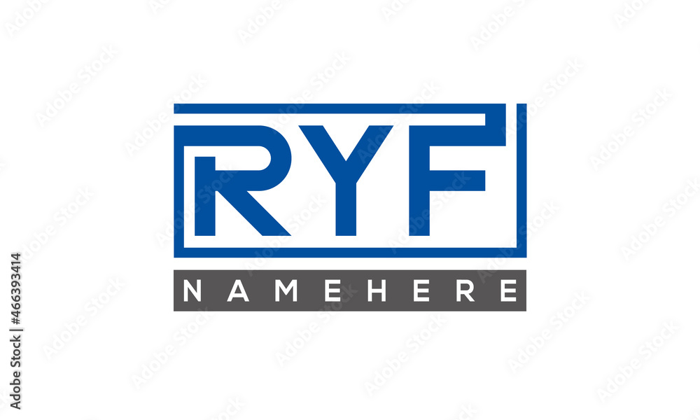 RYF Letters Logo With Rectangle Logo Vector RYF Letters Logo With Rectangle Logo Vector