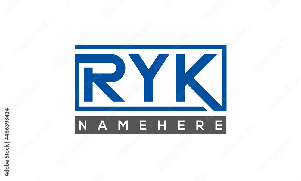 RYK Letters Logo With Rectangle Logo Vector RYK Letters Logo With Rectangle Logo Vector