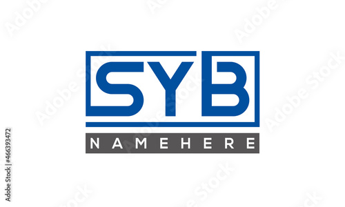 SYB Letters Logo With Rectangle Logo Vector