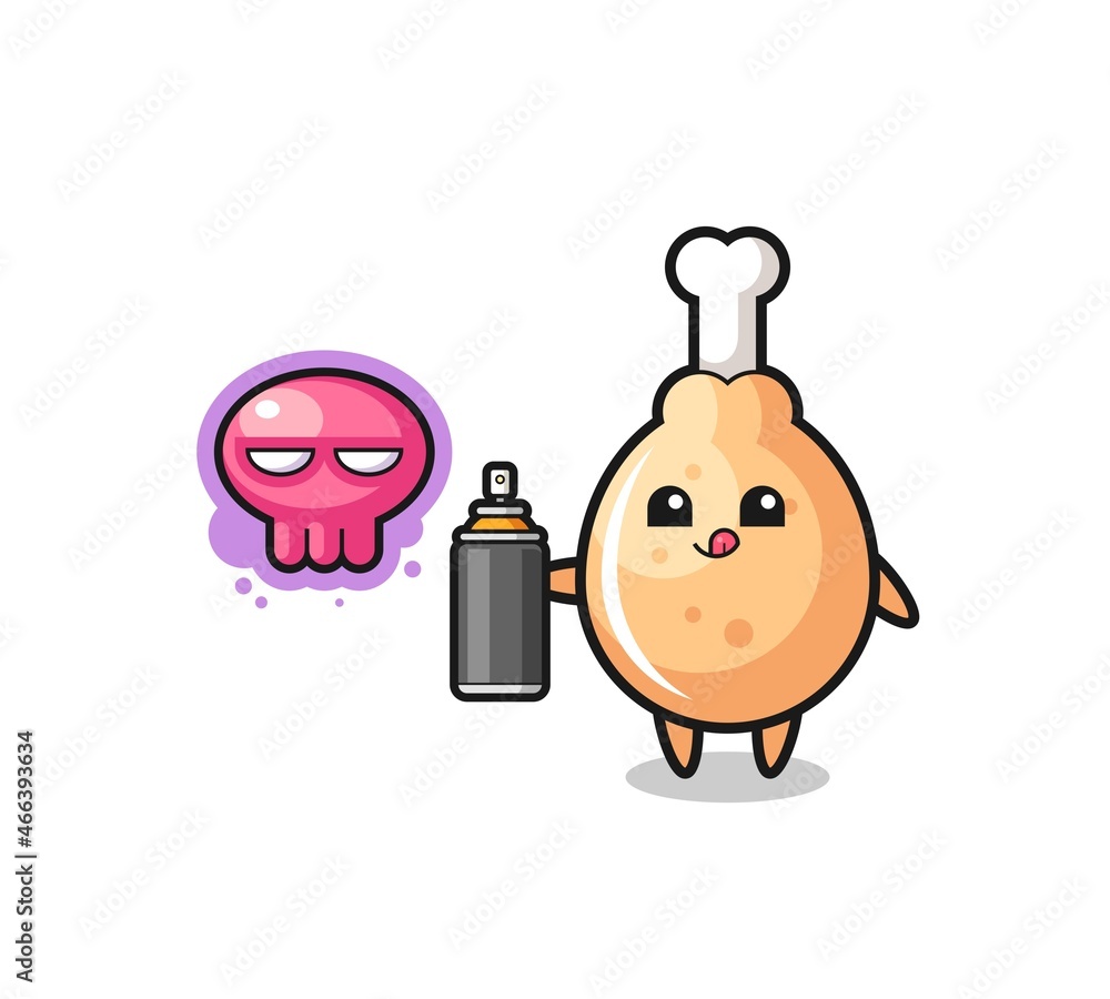 fried chicken cartoon make a graffiti with a spray paint fried chicken cartoon make a graffiti with a spray paint