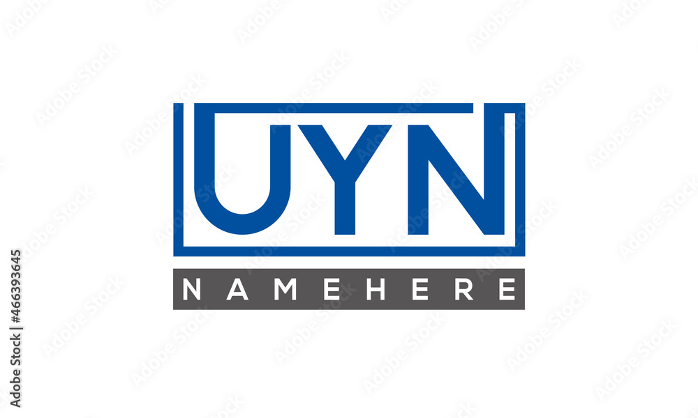 UYN Letters Logo With Rectangle Logo Vector UYN Letters Logo With Rectangle Logo Vector