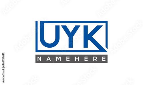 UYK Letters Logo With Rectangle Logo Vector photo