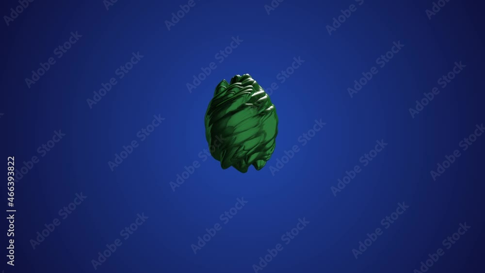 3d rendering green geometric shape rotates in random direction ...