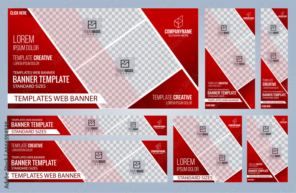 Set of Red and Black Web banners templates, Coverpage Standard sizes with space. Vector illustration Set of Red and Black Web banners templates, Coverpage Standard sizes with space. Vector illustration