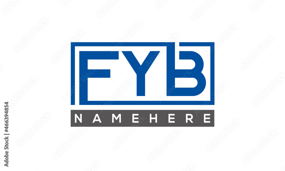 FYB Letters Logo With Rectangle Logo Vector FYB Letters Logo With Rectangle Logo Vector