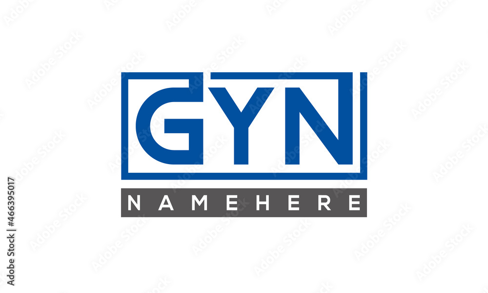 GYN Letters Logo With Rectangle Logo Vector GYN Letters Logo With Rectangle Logo Vector