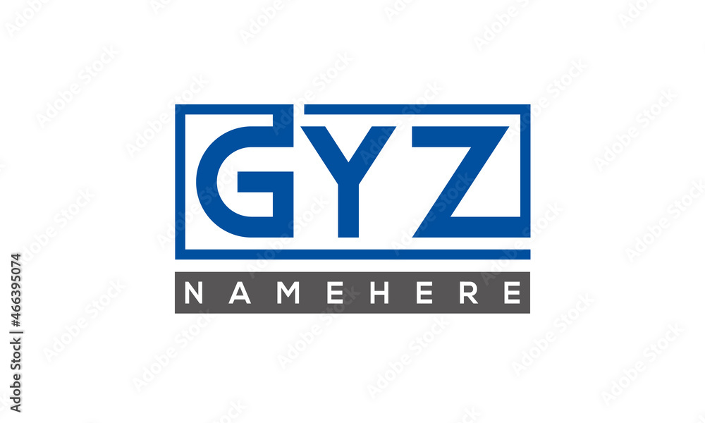 GYZ Letters Logo With Rectangle Logo Vector GYZ Letters Logo With Rectangle Logo Vector