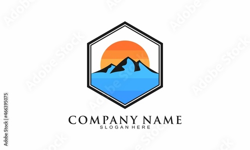 Nature mountain and sea vector logo