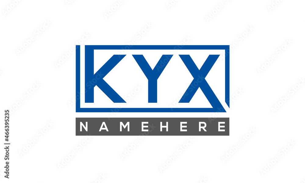 KYX Letters Logo With Rectangle Logo Vector KYX Letters Logo With Rectangle Logo Vector