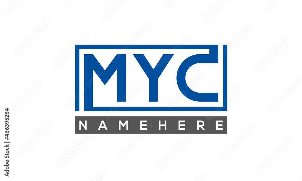 MYC Letters Logo With Rectangle Logo Vector MYC Letters Logo With Rectangle Logo Vector