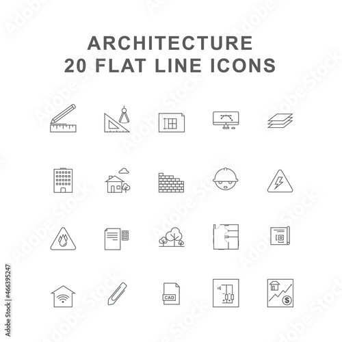 Architecture flat line icons photo