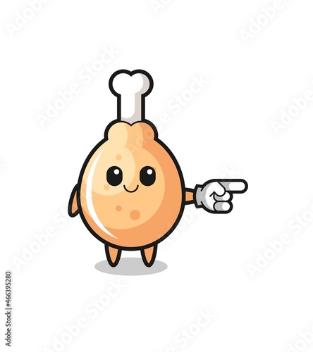 fried chicken mascot with pointing right gesture