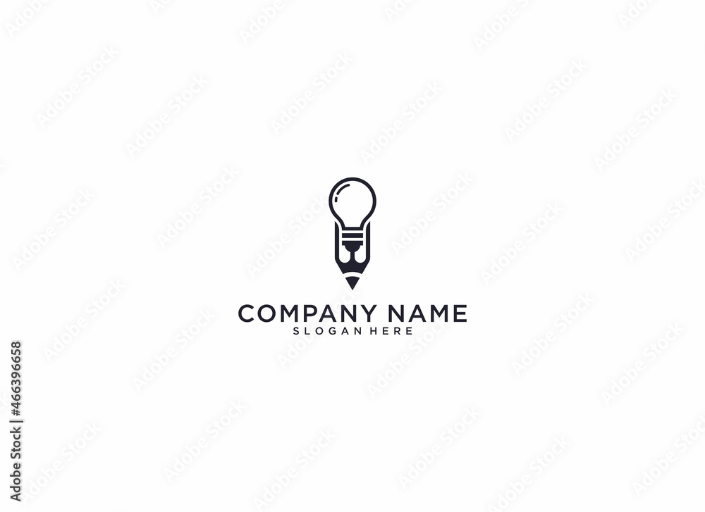 logo that reflects intelligence in learning with a pencil and bulb logo that reflects intelligence in learning with a pencil and bulb