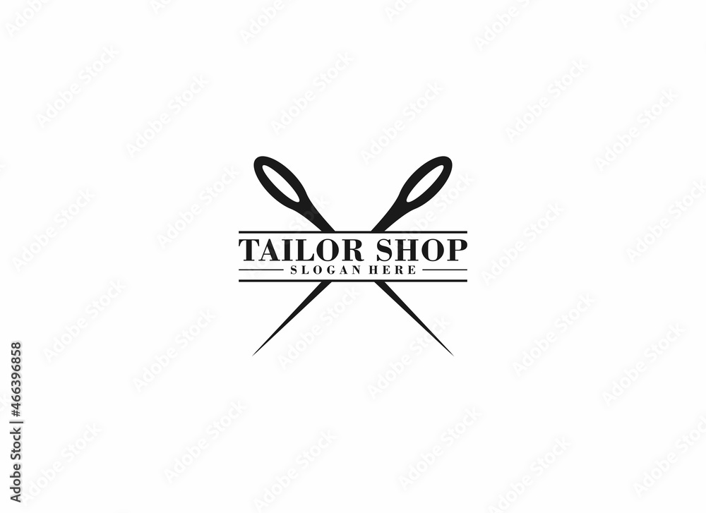 tailor shop logo template vector, icon in white background tailor shop logo template vector, icon in white background