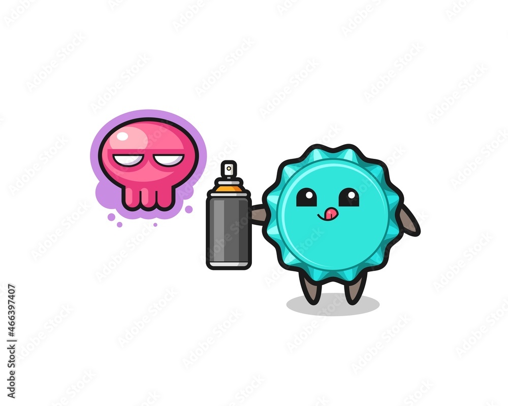bottle cap cartoon make a graffiti with a spray paint bottle cap cartoon make a graffiti with a spray paint