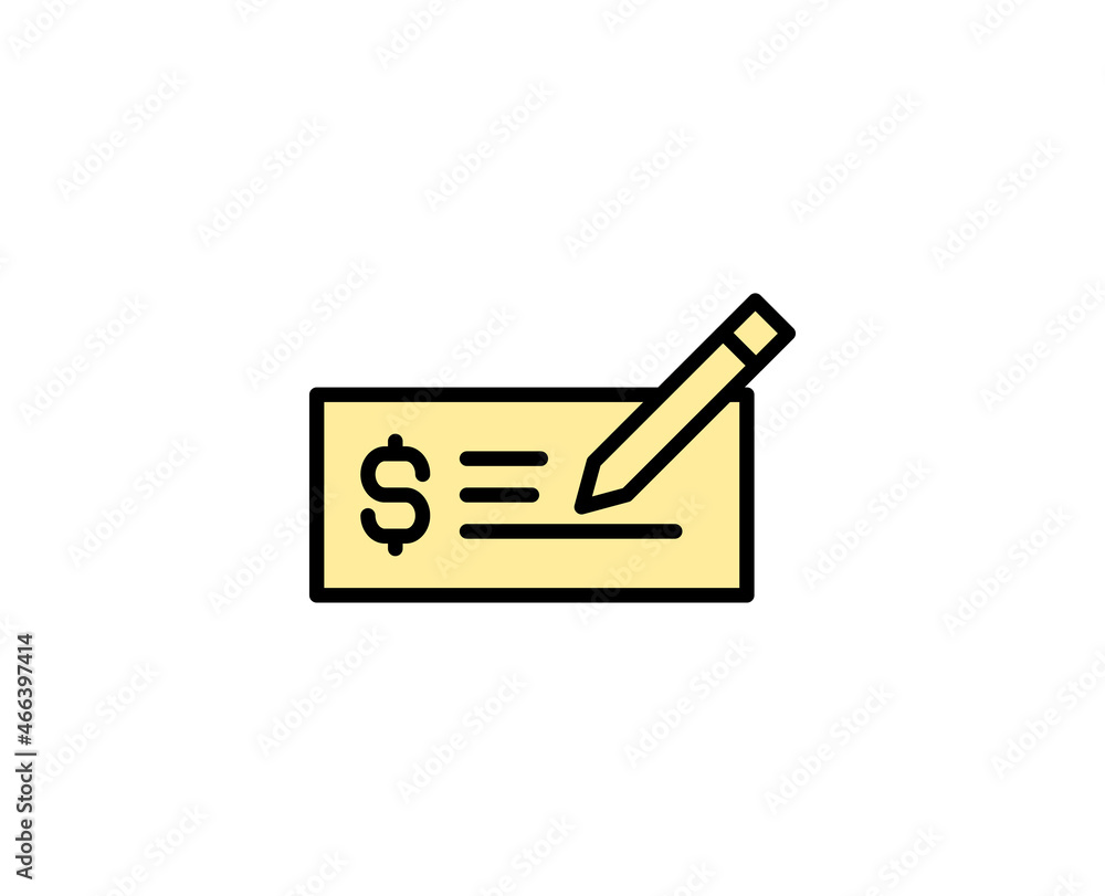 Cheque line icon. Vector symbol in trendy flat style on white background. Commerce sing for design. Cheque line icon. Vector symbol in trendy flat style on white background. Commerce sing for design.