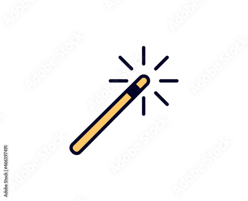 Magic wand flat icon. Single high quality outline symbol for web design or mobile app. Holidays thin line signs for design logo, visit card, etc. Outline pictogram EPS10