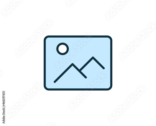 Gallery flat icon. Thin line signs for design logo, visit card, etc. Single high-quality outline symbol for web design or mobile app. Siign outline pictogram.