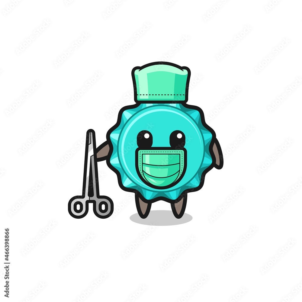 surgeon bottle cap mascot character
