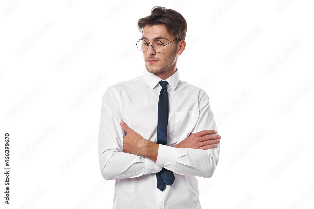 manager with glasses gesturing with his hands studio lifestyle manager with glasses gesturing with his hands studio lifestyle