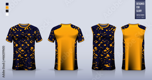 T-shirt sport, Soccer jersey, football kit, basketball uniform, tank top, and running singlet mockup. Fabric pattern design. Vector.