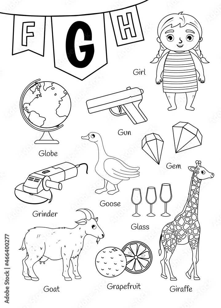 English alphabet with cartoon cute children illustrations. Kids ...