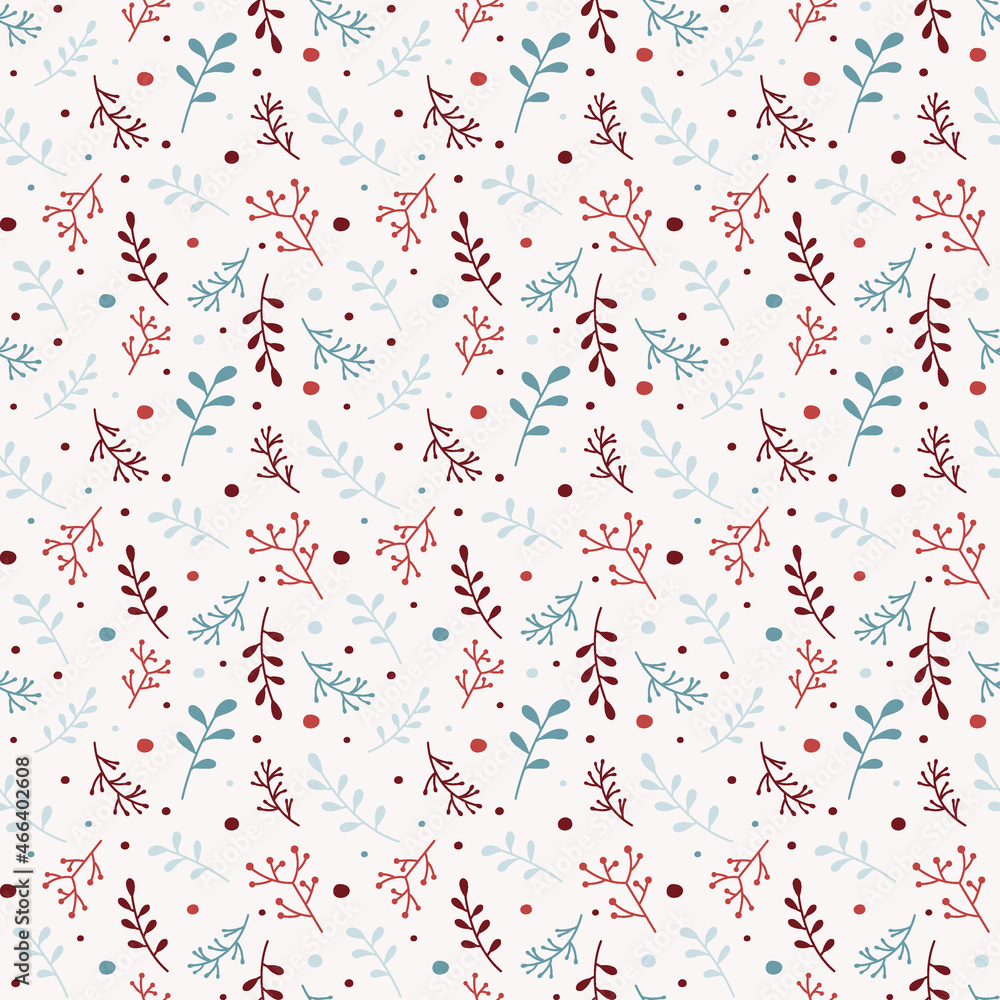 Christmas background with floral concept. Seamless pattern. Vector