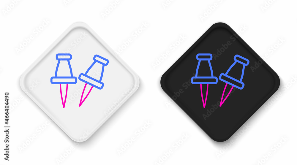 Line Push pin icon isolated on white background. Thumbtacks sign. Colorful outline concept. Vector Line Push pin icon isolated on white background. Thumbtacks sign. Colorful outline concept. Vector