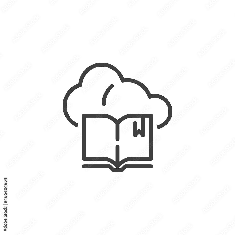 E-book cloud line icon E-book cloud line icon