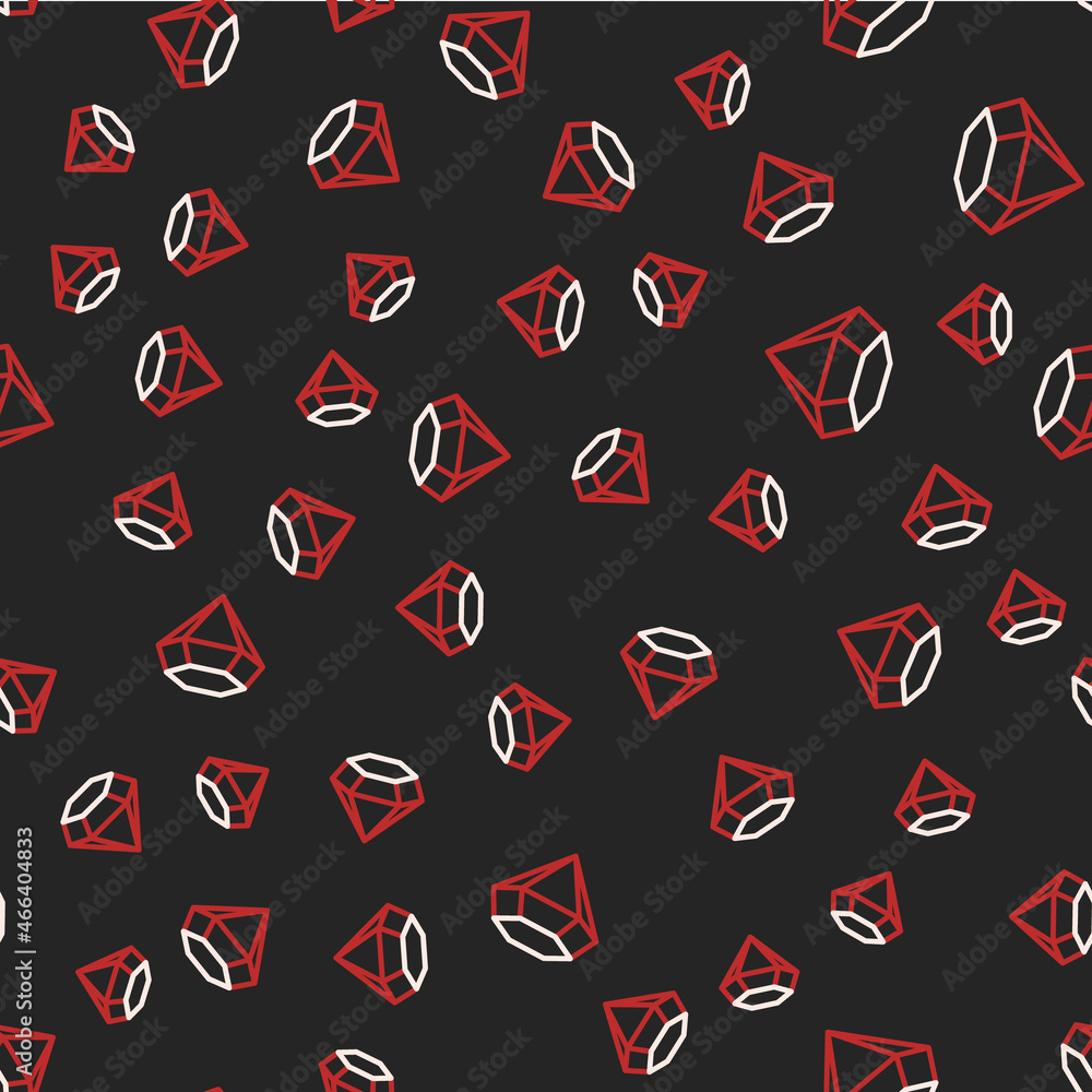 Line Diamond icon isolated seamless pattern on black background. Jewelry symbol. Gem stone. Vector Line Diamond icon isolated seamless pattern on black background. Jewelry symbol. Gem stone. Vector