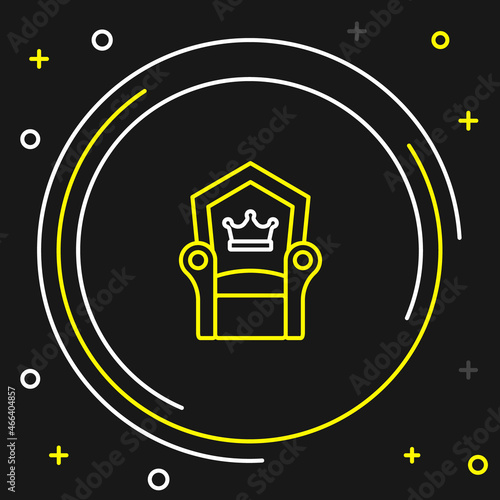 Line Medieval throne icon isolated on black background. Colorful outline concept. Vector