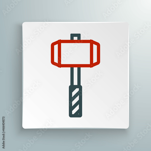 Line Medieval battle hammer icon isolated on white background. Colorful outline concept. Vector
