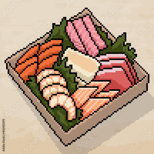 pixel art japanese seafood bento