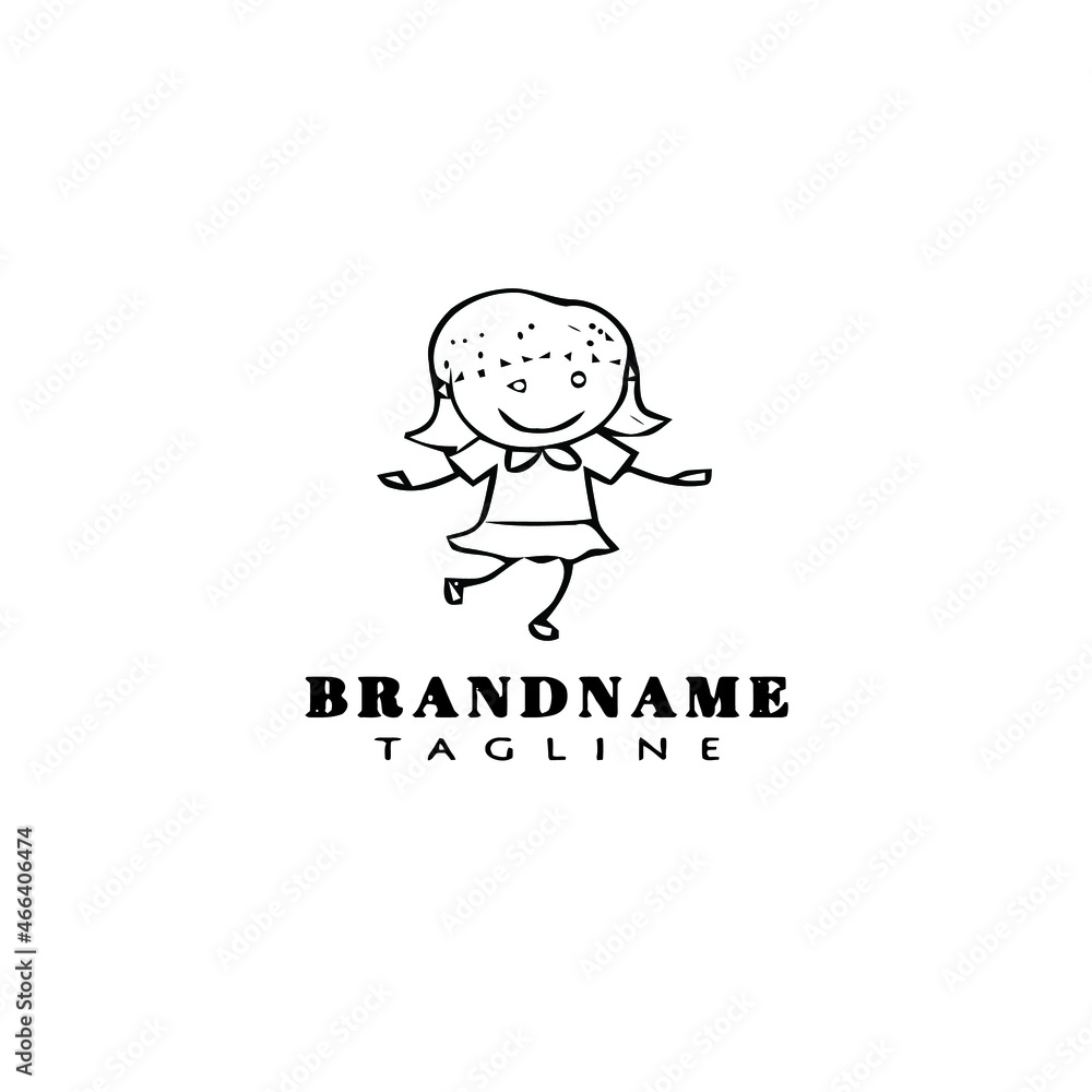 children logo cartoon icon design template black isolated illustration