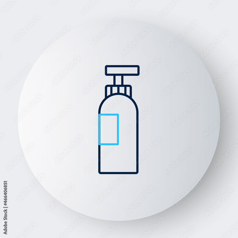Line Bottle of shampoo icon isolated on white background. Colorful outline concept. Vector Line Bottle of shampoo icon isolated on white background. Colorful outline concept. Vector