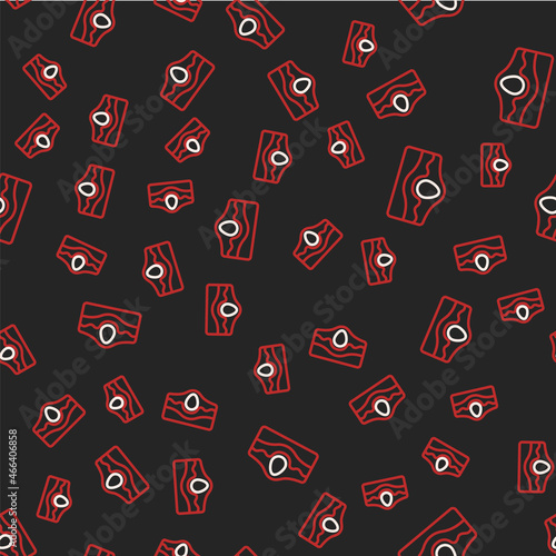 Line Acne icon isolated seamless pattern on black background. Inflamed pimple on the skin. The sebum in the clogged pore promotes the growth of a bacteria. Vector