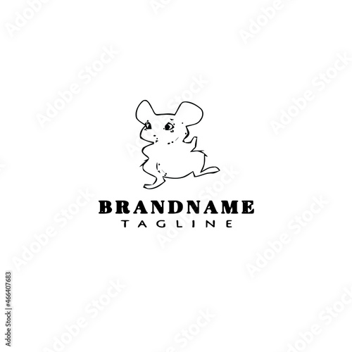 chinchilla cartoon logo icon design black isolated vector illustration