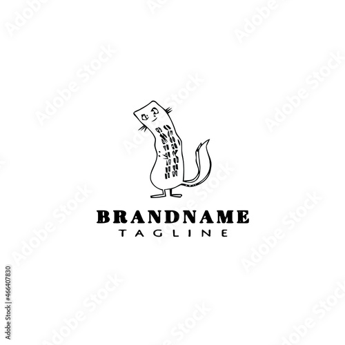 chinchilla cartoon logo icon cute template black isolated vector illustration