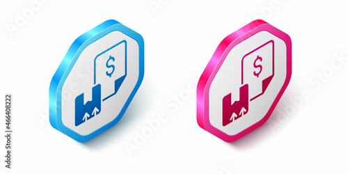 Isometric Waybill icon isolated on white background. Hexagon button. Vector