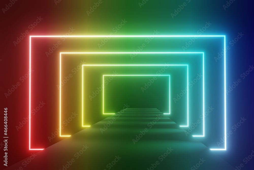 3d render of RGB neon light on darkness background. Abstract Laser lines show at night. Ultraviolet spectrum beam scene 3d render of RGB neon light on darkness background. Abstract Laser lines show at night. Ultraviolet spectrum beam scene