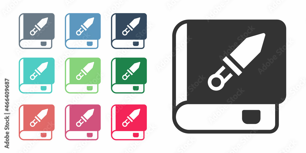 Black Book about weapon icon isolated on white background. Small firearm. Weapon catalog. Set icons colorful. Vector Black Book about weapon icon isolated on white background. Small firearm. Weapon catalog. Set icons colorful. Vector