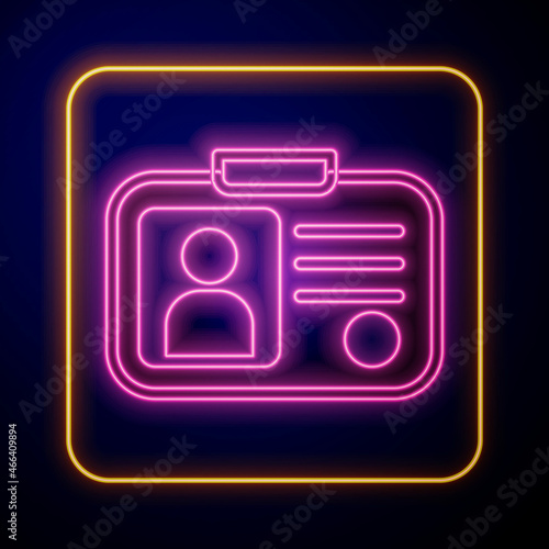 Glowing neon Taxi driver license icon isolated on black background. Vector