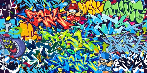 Seamless Colorful Abstract Hip Hop Street Art Graffiti Style Urban Calligraphy Vector Illustration Background Art Template