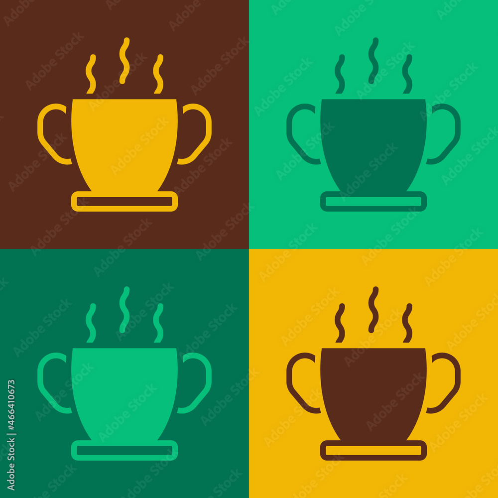 Pop art Bowl of hot soup icon isolated on color background. Vector Pop art Bowl of hot soup icon isolated on color background. Vector