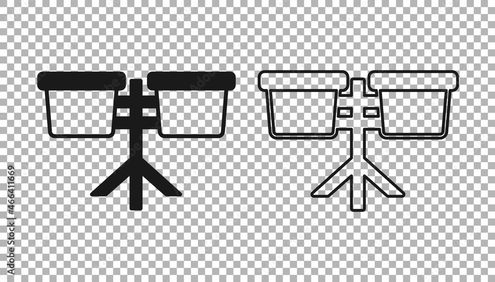 Black Bongo drum icon isolated on transparent background. Musical instrument symbol. Vector Black Bongo drum icon isolated on transparent background. Musical instrument symbol. Vector