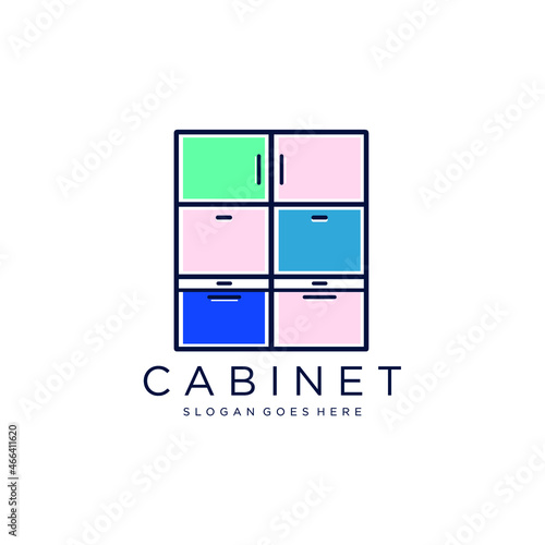 cabinet logo. home interior cabinet vector illustration. cabinet set for logo